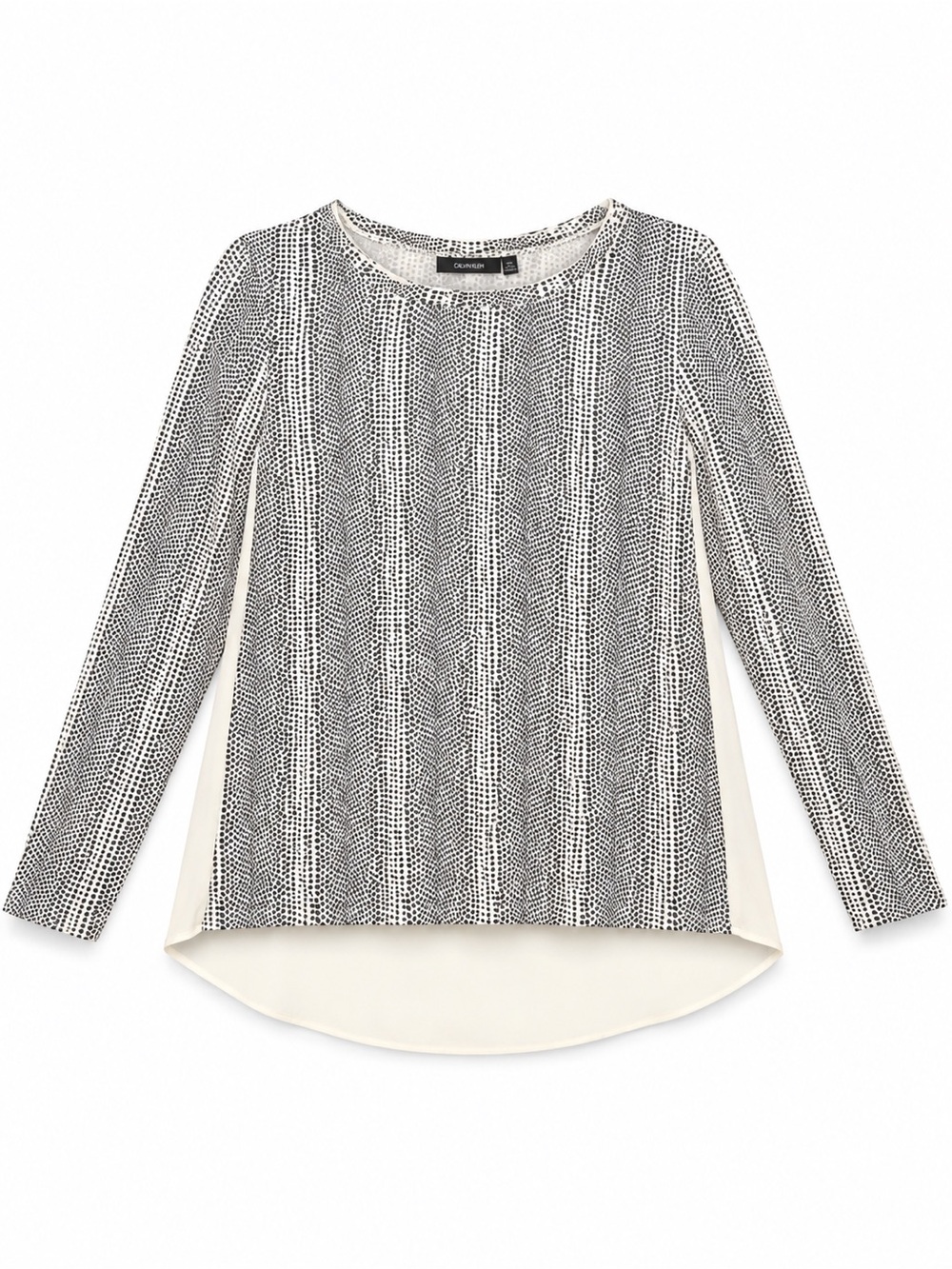 Apt. 9 Black & White Dot Print Layered Blouse XS Long Sleeve High-Low Heam
